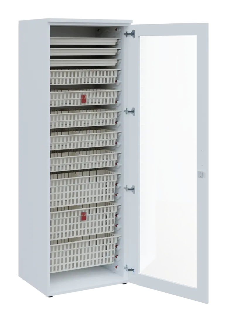 EUROMEDICA S - 66 ABS skříň léková boxová, 1-dveřová/prosklená, pravá, 1950x660x535, korpus bílý, dv